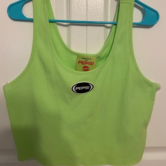 Pepsi lime green cropped tank top - Picture 1 of 3